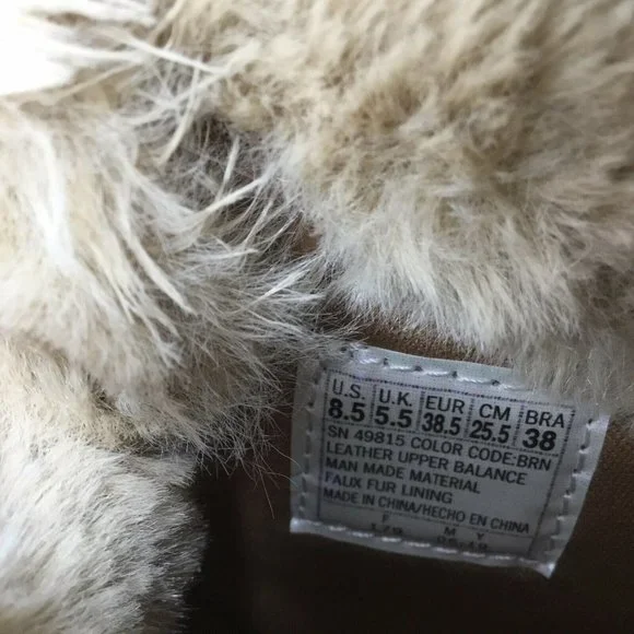 Skechers NIB Elm Cold Day Boots Booties Women's Size 8.5 Brown Faux Fur Lace Up - Picture 6 of 9